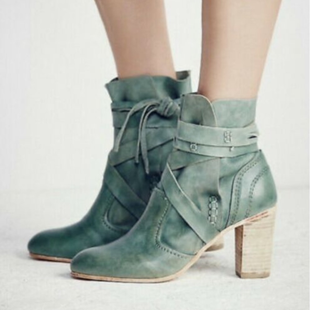 Green Free People wrap booties